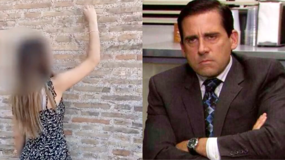 Teenager allegedly carving initial into Colosseum and Michael Scott in The Office looking grumpy