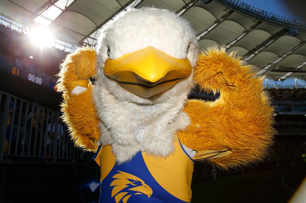 Rick the Rock Eagle poses during the round nine AFL match between the West Coast Eagles and the Richmond Tigers at Optus Stadium
