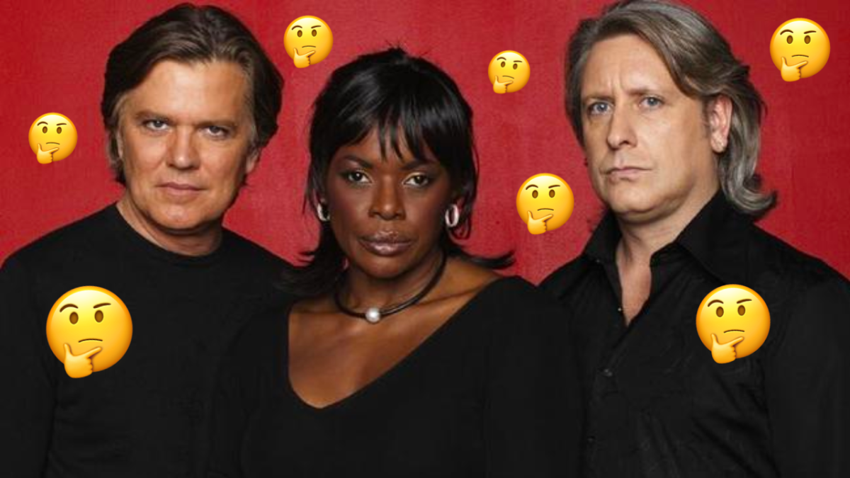 Australian Idol judges Mark Holden, Marcia Hines and Ian Dickson with thinking face emojis