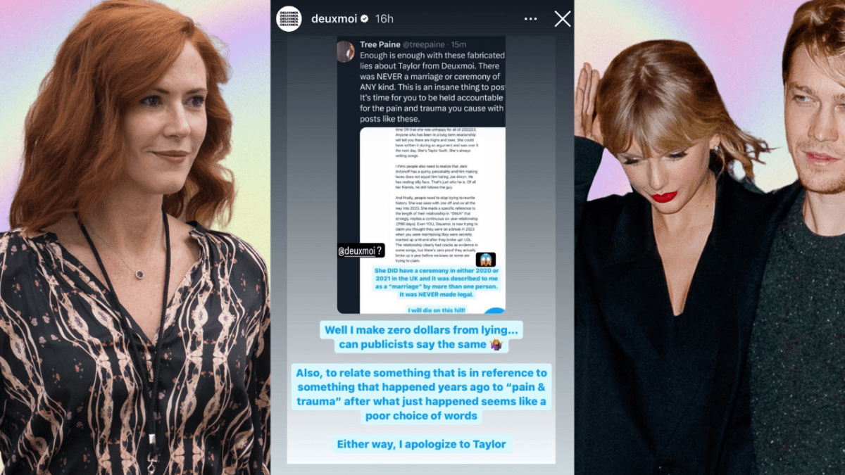 Deuxmoi has responded after dramatically being told to take a seat by Taylor Swift's publicist Tree Paine. Paine slammed the gossip Instagram page for spreading "insane" rumours that Taylor secretly married ex-boyfriend Joe Alwyn before their breakup.