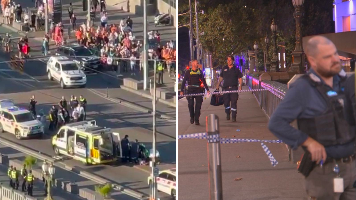 Melbourne's Princes Bridge needed to be cordoned off after two separate incidents happened within close proximity to one another. A shooting took place near the Swanston side of Flinders St Station, meanwhile four people were injured after a man allegedly used broken glass as a weapon.