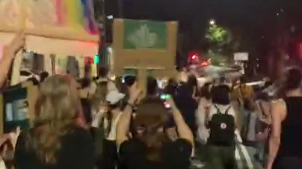 An estimated 300 people showed up at Sydney's Mardi Gras celebrations on Friday night to voice their opposition after NSW Police allowed its officers to join the festivities.