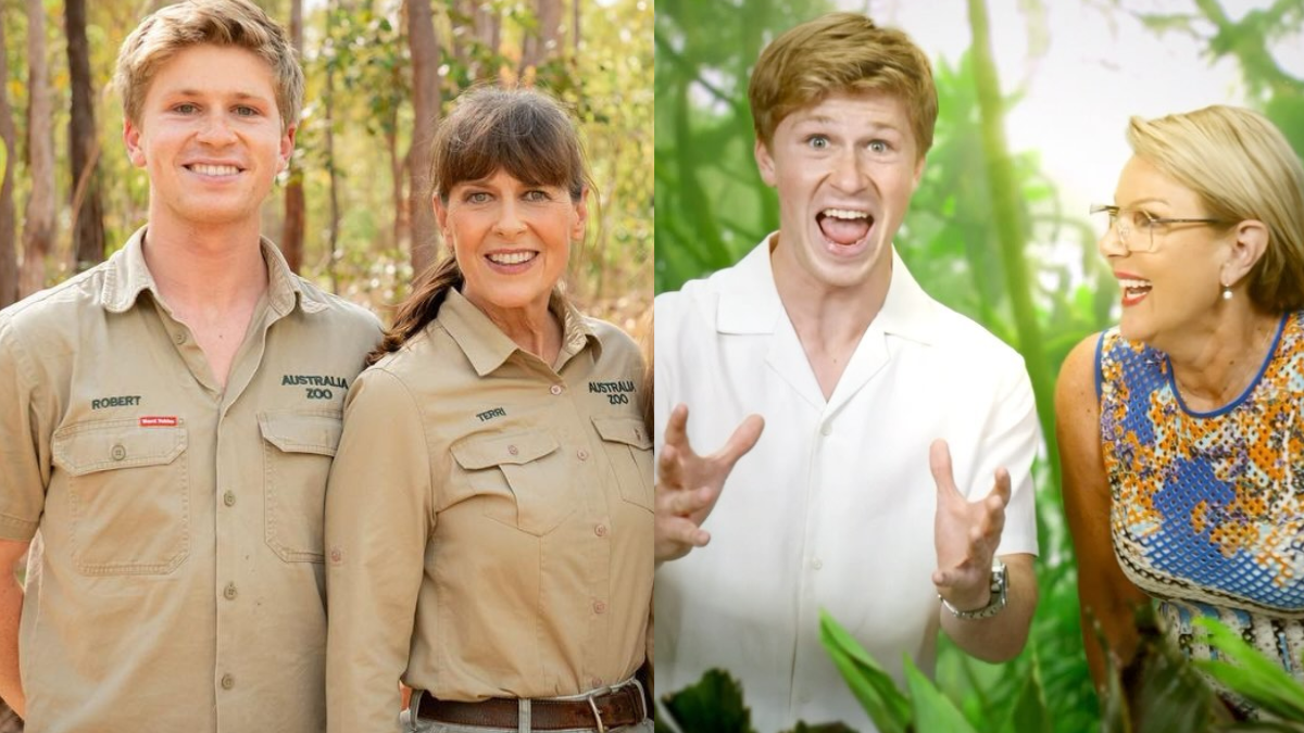 L: Terri Irwin and Robert Irwin. R: Robert Irwin and Julia Morris on I'm A Celebrity...Get Me Out Of Here!