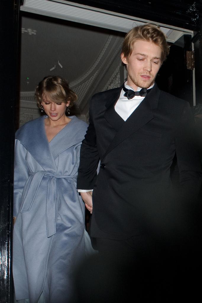 aylor Swift and Joe Alwyn seen attending the Vogue BAFTA party at Annabel's club in Mayfair on February 10, 2019 in London, England. 