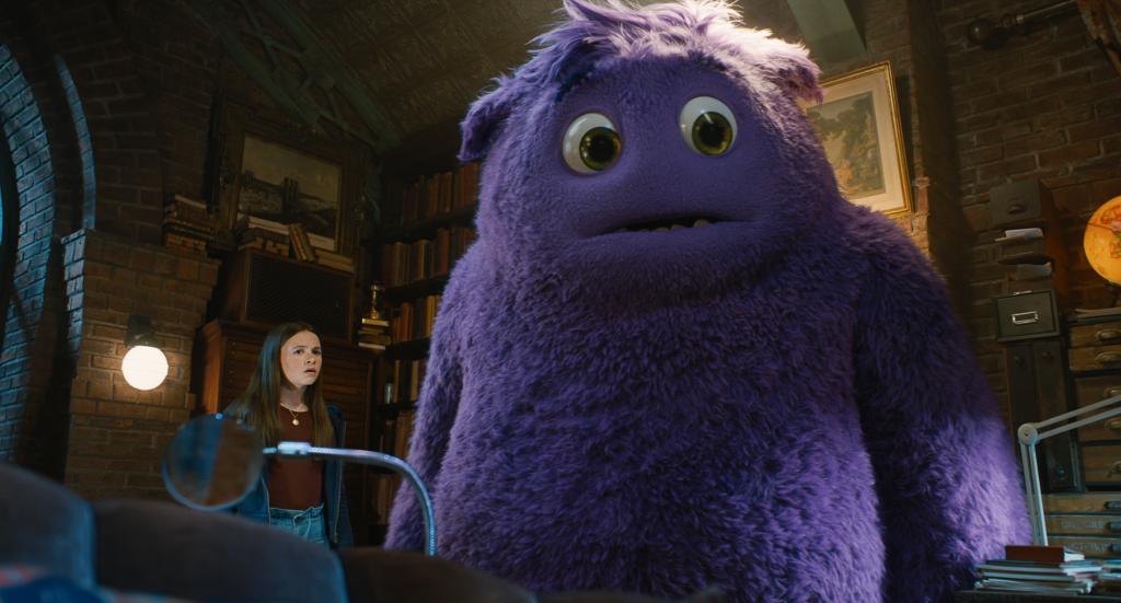 Giant purple imaginary friend and girl from Paramount Pictures' new film