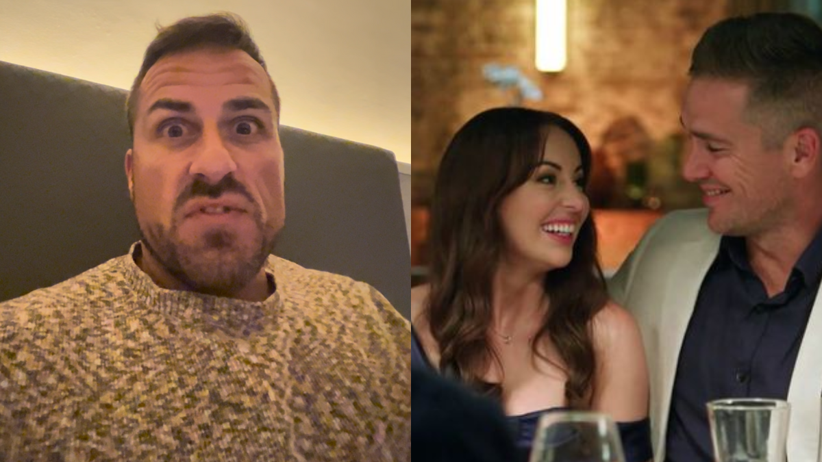 L: Ben Walters from MAFS selfie. R: Ellie and Ben at a MAFS dinner party.