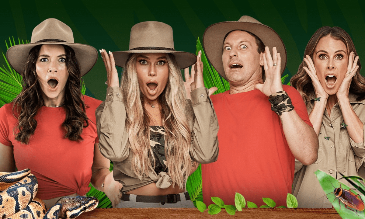 Four I'm A Celeb contestants looking shocked