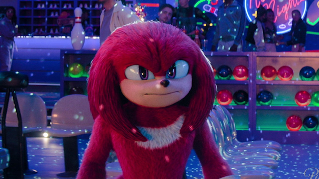 Knuckles at a bowling alley from the Paramount+ show