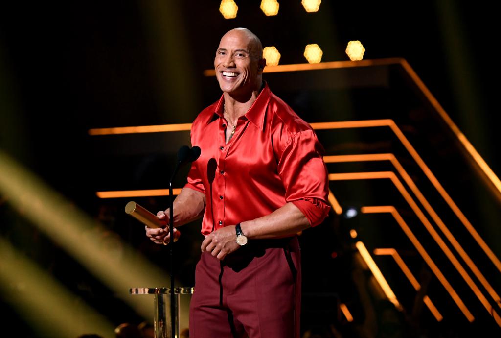 Dwayne The Rock Johnson is honoured with the People's Champion Award during the 2021 People's Choice Awards at Barker Hangar